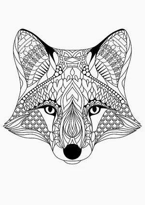 Fairy-tangles Zentangle Fox to Color Printable Coloring Book Page by Norma  J Burnell Digital Coloring Sheet for Adult Coloring Card Making 