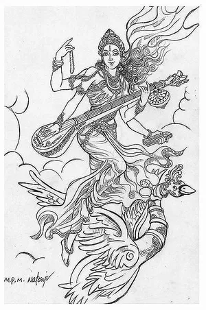 Hand drawn illustration of Goddess Saraswati for Vasant Panchami Puja   stock vector 922143  Crushpixel
