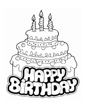 Birthday Cake Coloring Page 01 | Free Birthday Cake Coloring Page