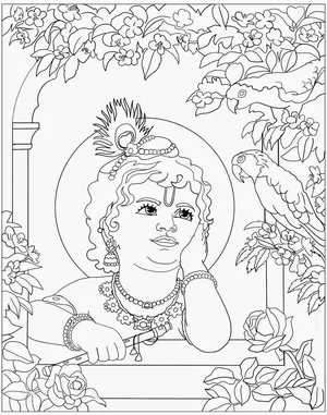 Baby Krishna Coloring Pages Swami said, lord shri krishna wore a necklace of green beads, a nose ring of pearl, and on his right ear a ring of pearls. baby krishna coloring pages