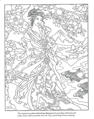 japanese art and coloring pages