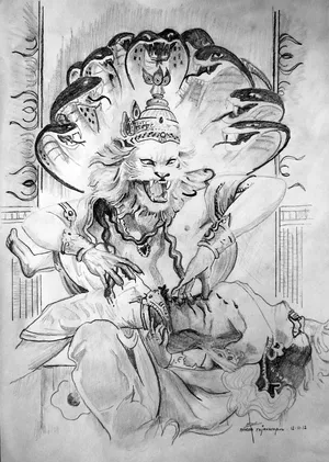 A pencil shading sketch of lord Narasimha using just an ordinary pencil  lord vishnu avtar narismha  YouTube