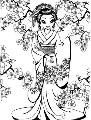 japanese geisha coloring pages