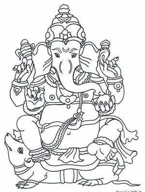 Drawing or sketch of lord ganesha outline and silhouette editable  wall  stickers outline line art wedding  myloviewcom